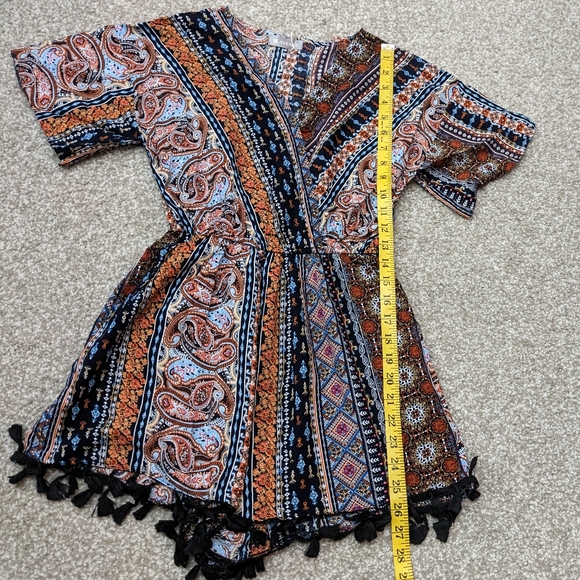 Boho tassel romper v neck short sleeve - Picture 13 of 13